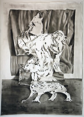 Lenneke van der Goot, ‘Composition with Paper Wolves #2′, 2014. Gouache on paper, 276 x 195 cm CREDITS: Lenneke van der Goot, Amsterdam Drawing
