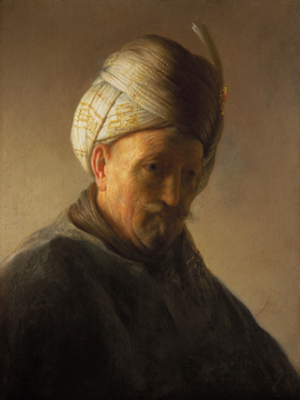 Tronie van een oude man met tulband - Rembrandt (1627-1628)