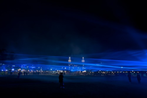 Het werk Waterlicht toont Amsterdam virtueel onder water CREDITS: Studio Roosegaarde